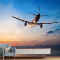 Papel de Parede Avião Mar Nuvens Viagem Sala Painel Adesivo - 378pc