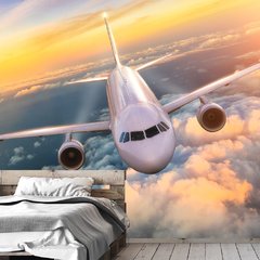 Papel de Parede Avião Mar Nuvens Viagem Sala Painel Adesivo - 379pc