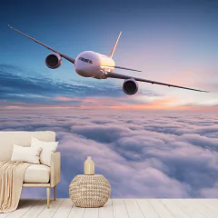 Papel de Parede Avião Nuvens Viagem Sala Painel Adesivo - 382pc