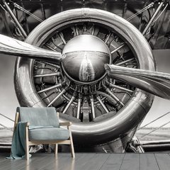 Papel de Parede Avião Hélice Viagem Sala Painel Adesivo - 384pc