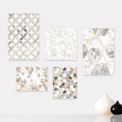 Kit 5 Placas Decorativas - Abstrato Formas Geométricas Casa Quarto Sala - 392ktpl5