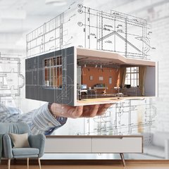 Papel de Parede Arquitetura Urbano Projeto Sala Painel Adesivo - 411pc
