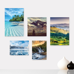 Kit 5 Placas Decorativas Paisagem Natureza Sala Quarto - 418ktpl5