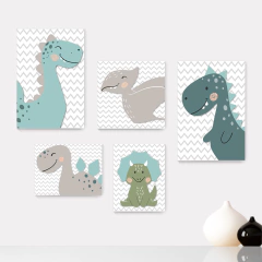 Kit 5 Placas Decorativas Dinossauros Dino Infantil Bebe Baby Quarto Menino Menina - 419ktpl5