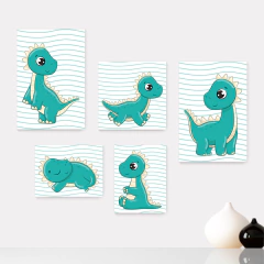 Kit 5 Placas Decorativas Dinossauros Dino Infantil Bebe Baby Quarto Menino Menina - 429ktpl5