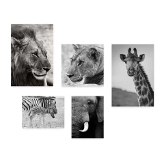 Kit 5 Placas Decorativas Safari Animais Infantil Bebe Baby Quarto Menino Menina Escola - 439ktpl5 - comprar online