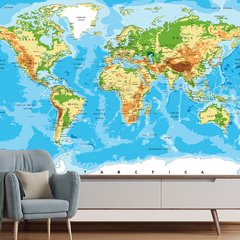 Papel de Parede Mapa Mundi Relevo Planeta Sala Painel Adesivo - 475pc