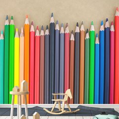 Papel de Parede Adesivo Infantil Lápis Escola Bebe Quarto - 484pc