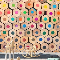 Papel de Parede Adesivo Infantil Lápis Escola Bebe Quarto - 486pc