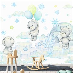 Papel de Parede Adesivo Infantil Ursinho Balão Bebe Quarto - 491pc