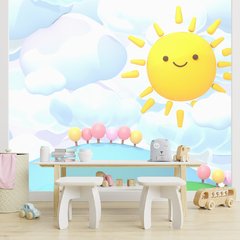Papel de Parede Adesivo Infantil Montanhas Sol Bebe Quarto - 495pc