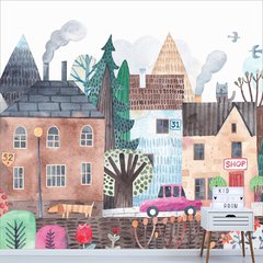 Papel de Parede Adesivo Infantil Cidade Paisagem Bebe Quarto - 498pc
