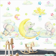 Papel de Parede Adesivo Infantil Elefantes Animais Bebe Quarto - 501pc