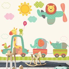 Papel de Parede Adesivo Infantil Safari Animais Bebe Quarto - 519pc