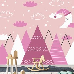 Papel de Parede Adesivo Infantil Montanhas Bebe Quarto Menina - 531pc
