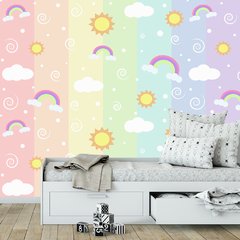 Papel de Parede Adesivo Infantil Arco-íris Bebe Quarto Menina - 542pc