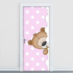 Adesivo Decorativo de Porta - Ursinho - Rosa - 544cnpt