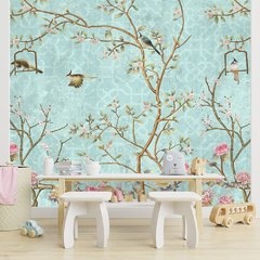 Papel de Parede Adesivo Infantil Galhos e Flores Bebe Quarto - 544pc