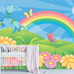 Papel de Parede Adesivo Infantil Arco-íris Borboletas Bebe Quarto - 570pc