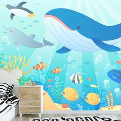 Papel de Parede Adesivo Infantil Fundo do Mar Bebe Quarto - 571pc