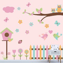 Papel de Parede Adesivo Infantil Jardim Corujas Bebe Quarto Menina - 582pc
