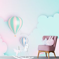 Papel de Parede Adesivo Infantil Nuvens Balões Bebe Quarto - 585pc