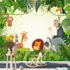 Papel de Parede Adesivo Infantil Safari Floresta Bebe Quarto - 586pc