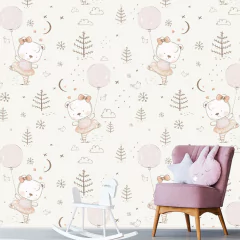Papel de Parede Adesivo Infantil Ursinhas Balão Bebe Quarto - 591pc