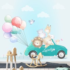 Papel de Parede Adesivo Infantil Animais Safari Bebe Quarto - 597pc