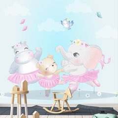 Papel de Parede Adesivo Infantil Bailarinas Animais Bebe Quarto Menina - 598pc
