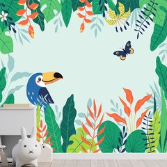 Papel de Parede Adesivo Infantil Folhas e Flores Bebe Quarto - 611pc