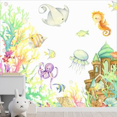 Papel de Parede Adesivo Infantil Fundo do Mar Quarto Menino Menina - 625pc