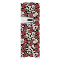 Adesivo Decorativo de Geladeira - Caveiras em Rosas - 656gel