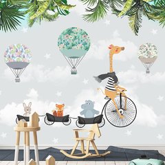 Papel de Parede Adesivo Infantil Safari Bicicleta Quarto Criança - 656pc