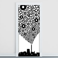 Adesivo Decorativo de Porta - Engrenagens - 675cnpt