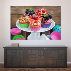 Painel Adesivo de Parede - Cupcakes - 696pn