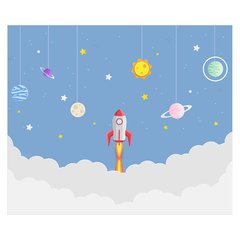 Papel de Parede Adesivo Infantil Foguete Quarto Menino - 729pc na internet