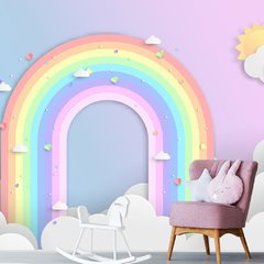 Papel de Parede Adesivo Infantil Arco-íris Quarto Bebe - 735pc