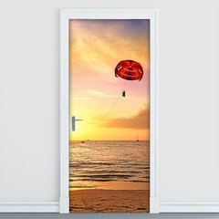 Adesivo Decorativo de Porta - Paraquedas - Praia - 737cnpt