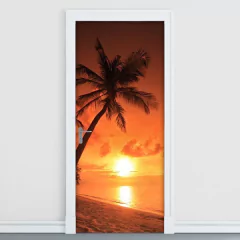 Adesivo Decorativo de Porta - Coqueiro - Praia - 739cnpt