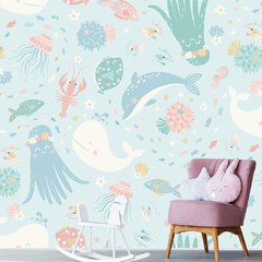 Papel de Parede Adesivo Infantil Fundo do Mar Quarto - 743pc