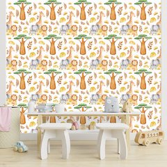 Papel de Parede Adesivo Infantil Animais Safari Quarto Bebe - 776pc