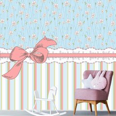 Papel de Parede Adesivo Infantil Flores Laço Quarto Menina - 779pc
