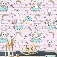 Papel de Parede Adesivo Infantil Gatinhos Quarto Menina - 793pc