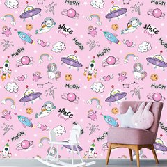 Papel de Parede Adesivo Infantil Foguete Quarto Menina - 795pc
