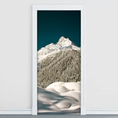 Adesivo Decorativo de Porta - Montanha - Neve - 980cnpt