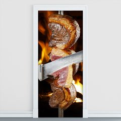 Adesivo Decorativo de Porta - Churrasco - Carne - 996cnpt