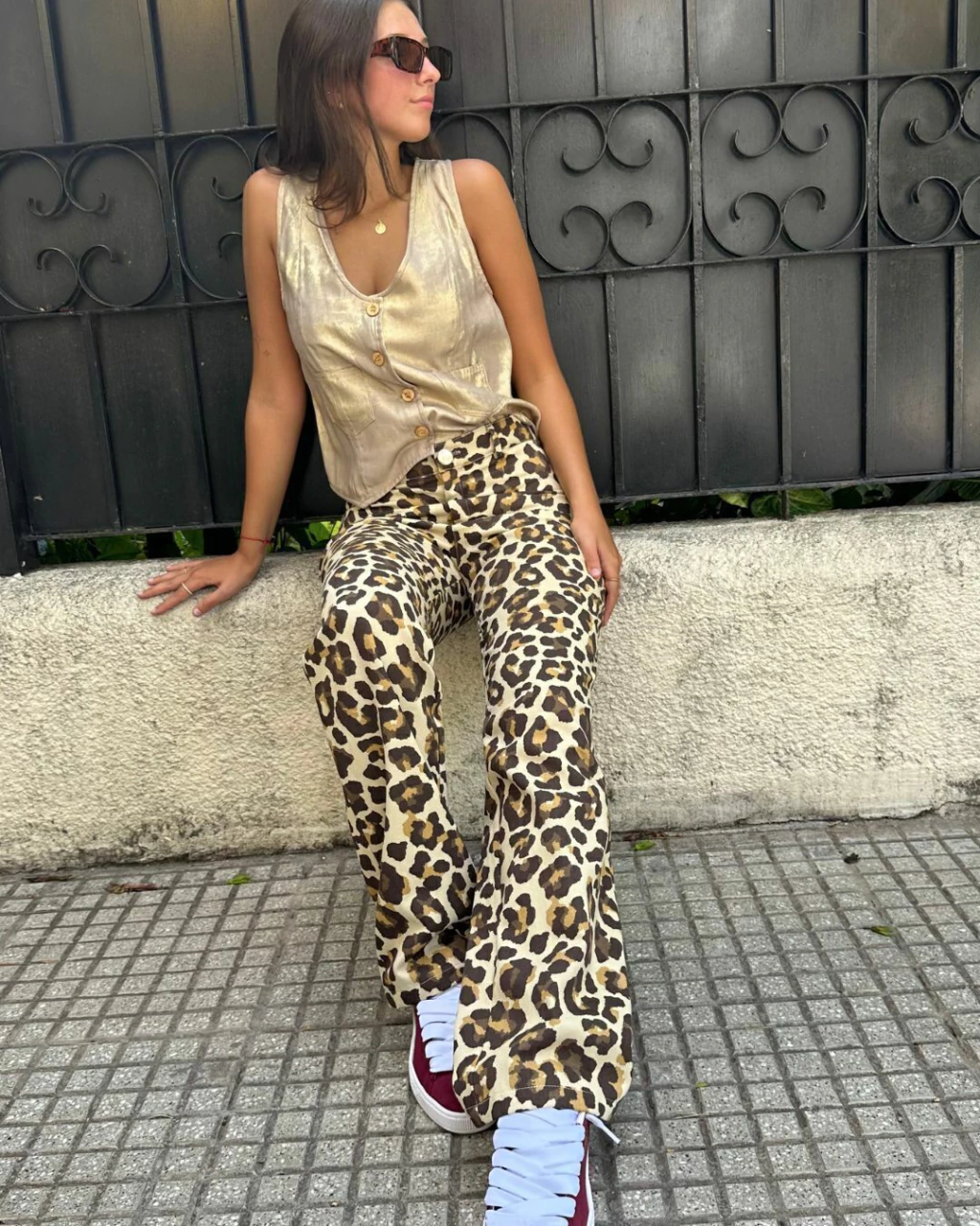 Pantalon Print de gabardina