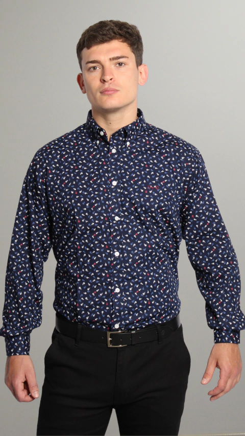 CAMISA CLASICA ESTAMPADA 60/1 (CAC002D243)