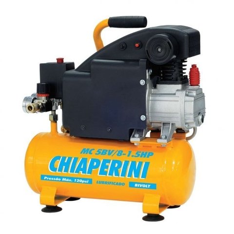 Motocompressor de ar 5pcm 8 litros 1.5HP – Chiaperini MC 5BV/8-1.5HP
